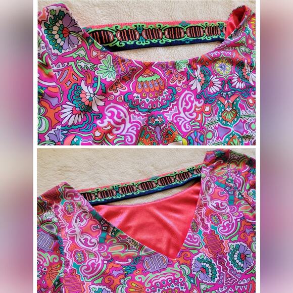 LAUNDRY by SHELLI SEGAL Multi-Color Vibrant Pattern Floral Pull On Dress *sz S* - Picture 8 of 16